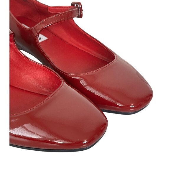 Steve Madden Caddie Faux Patent Leather Mary Jane Deep Red Flats Size 8M - Picture 4 of 13
